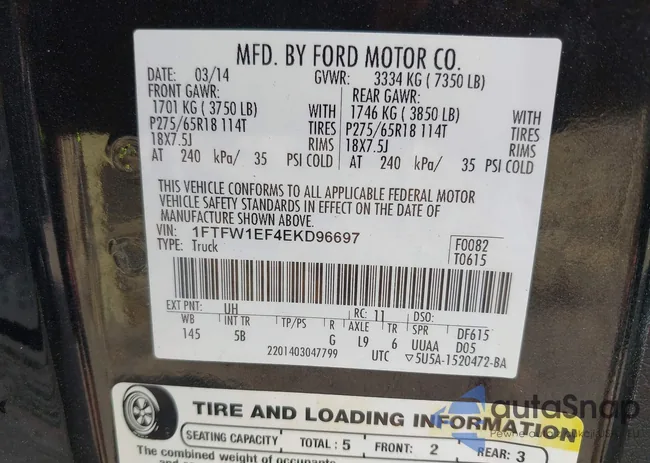 1FTFW1EF4EKD96697: 40334097