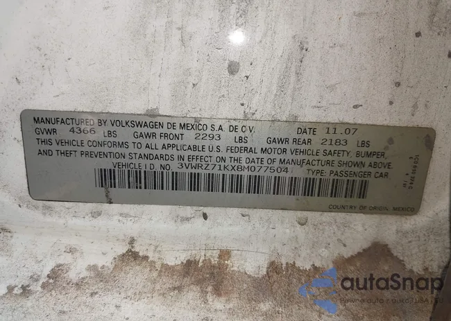 3VWRZ71KX8M077504: 40334453