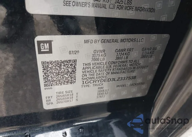 1GCRYDED3LZ337538: 40334955