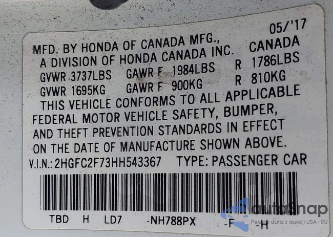 2HGFC2F73HH543367: 40337074