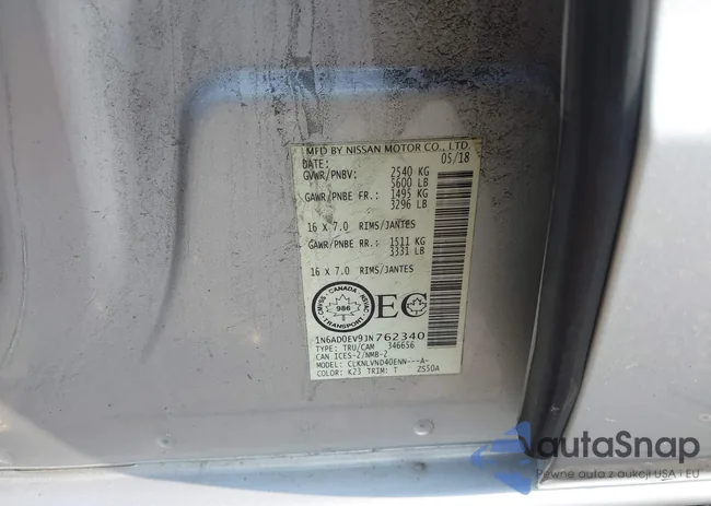 1N6AD0EV9JN762340: 40338078