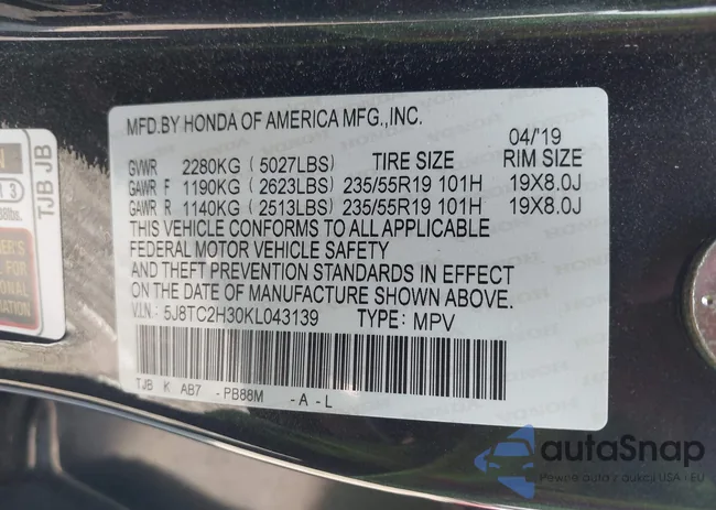 5J8TC2H30KL043139: 40341484