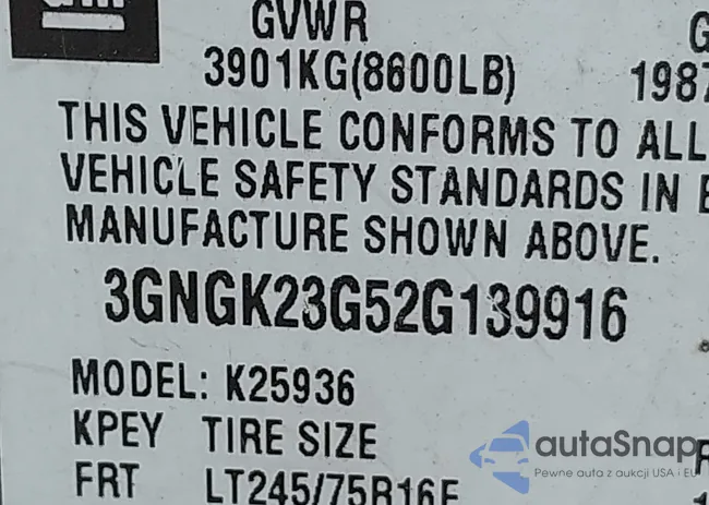 3GNGK23G52G139916: 40342811