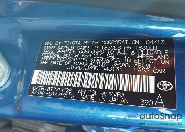 JTDKDTB38D1543134: 40345030