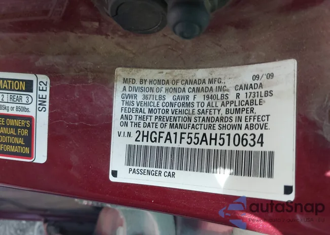 2HGFA1F55AH510634: 40346396