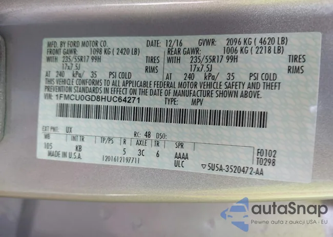 1FMCU0GD8HUC64271: 40345853