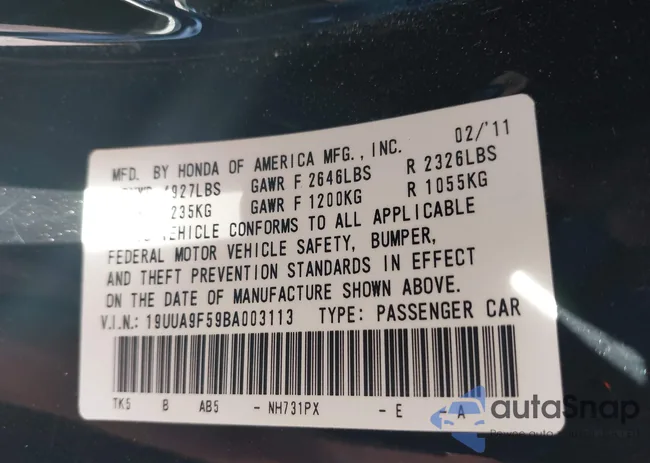 19UUA9F59BA003113: 40348429