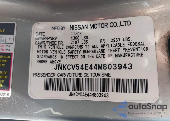 JNKCV54E44M803943: 40350260