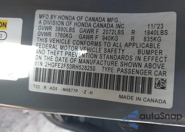 2HGFE2F53RH528250: 40351465