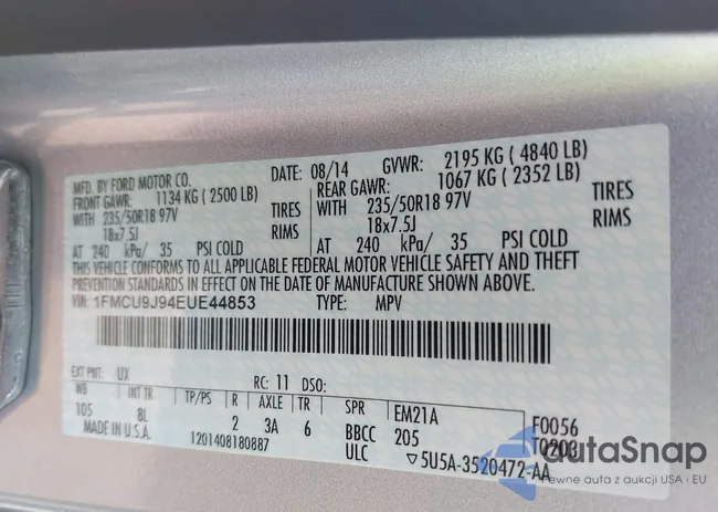 1FMCU9J94EUE44853: 40351649