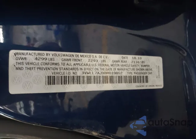 3VWLL7AJXBM019852: 40360325