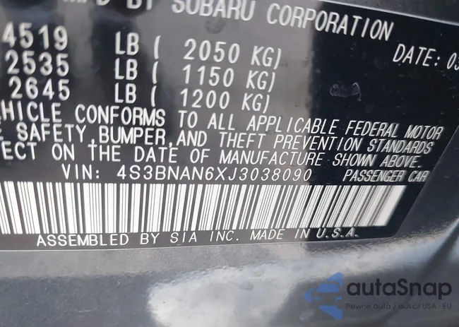 4S3BNAN6XJ3038090: 40361775