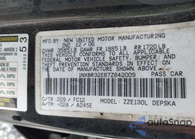 1NXBR32E87Z842009: 40363923