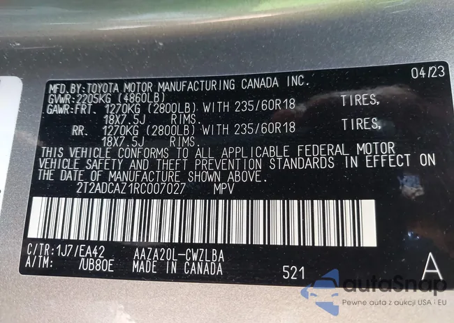 2T2ADCAZ1RC007027: 40366241