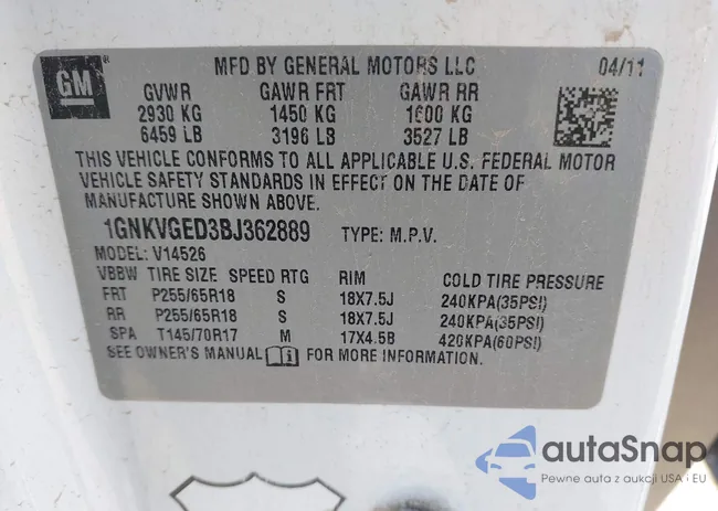 1GNKVGED3BJ362889: 40372053