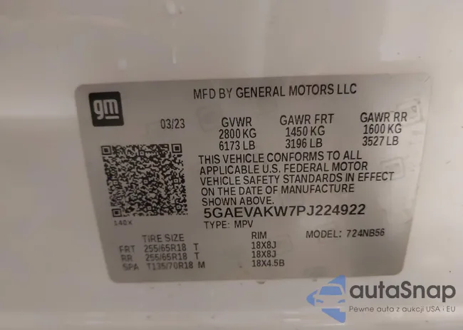 5GAEVAKW7PJ224922: 40372866