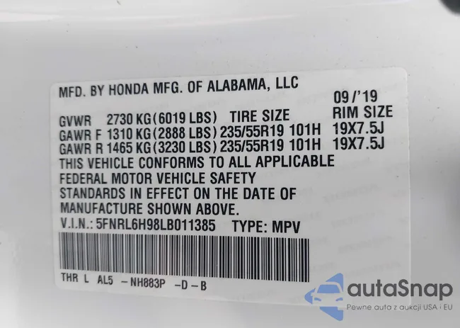 5FNRL6H98LB011385: 40375986
