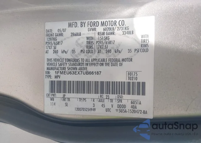 1FMEU63EX7UB66187: 40382026