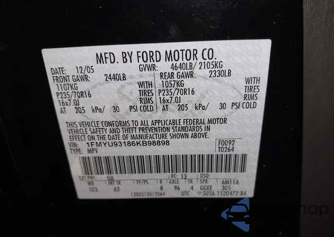 1FMYU93186KB98898: 40381556