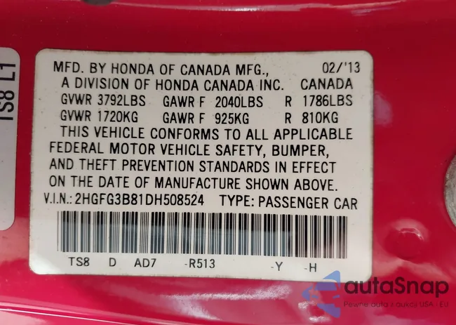 2HGFG3B81DH508524: 40384641