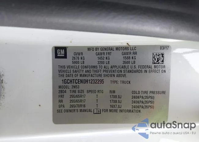 1GCHTCEN0H1232295: 40385577