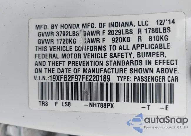 19XFB2F97FE220189: 40387075