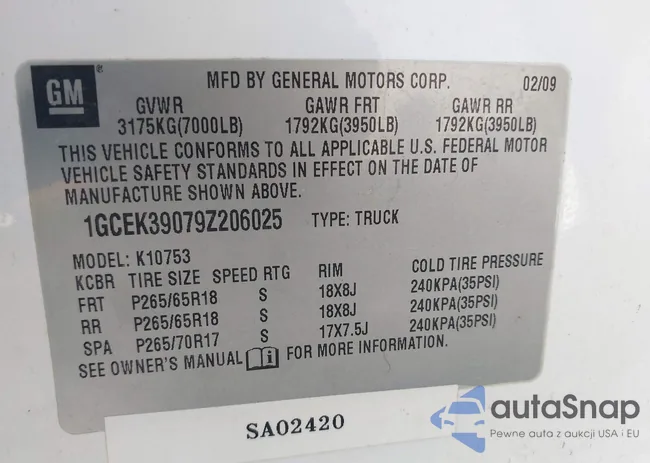 1GCEK39079Z206025: 40389108