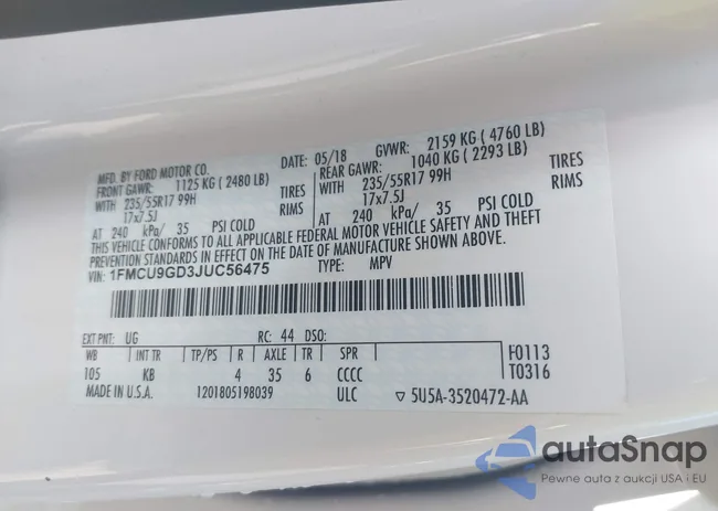 1FMCU9GD3JUC56475: 40389642