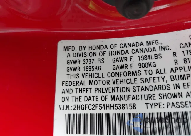 2HGFC2F54HH538158: 40389739