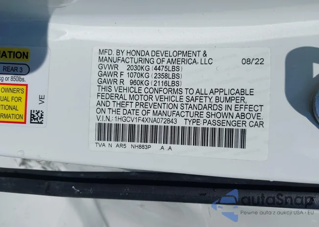 1HGCV1F4XNA072843: 40393652