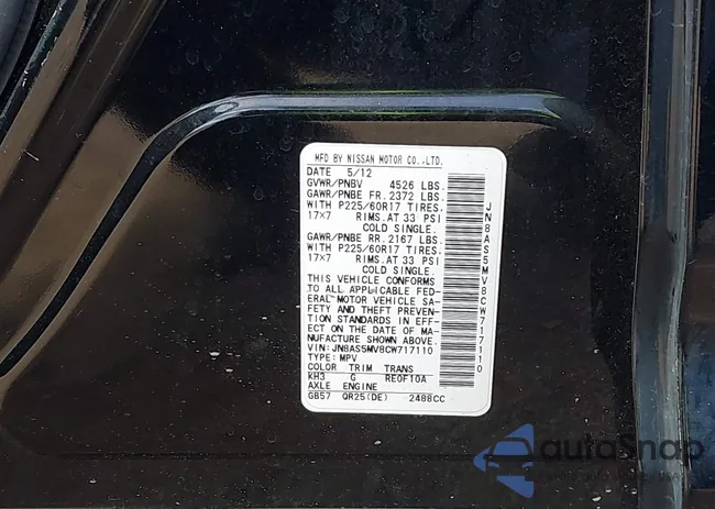 JN8AS5MV8CW717110: 40397077