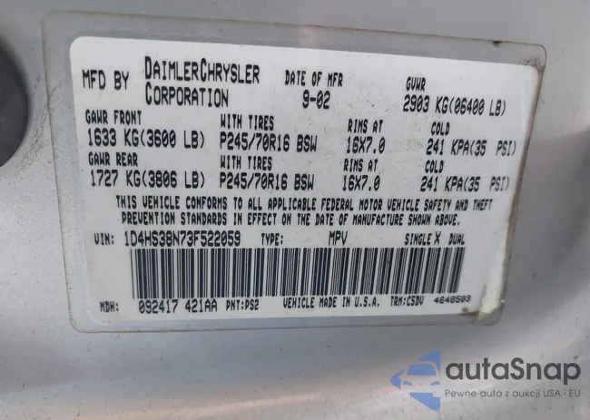 1D4HS38N73F522059: 40397683