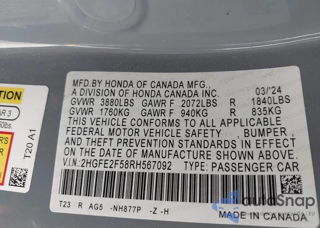 2HGFE2F58RH567092: 40401968