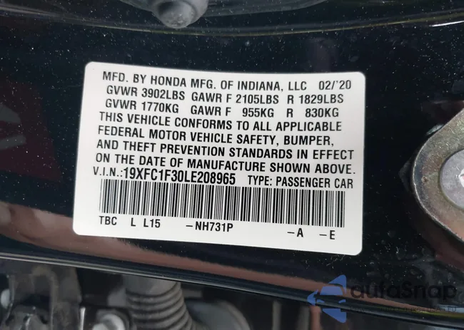 19XFC1F30LE208965: 40402487