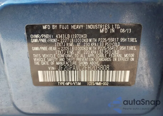 JF2GPAVC2EH203808: 40409160