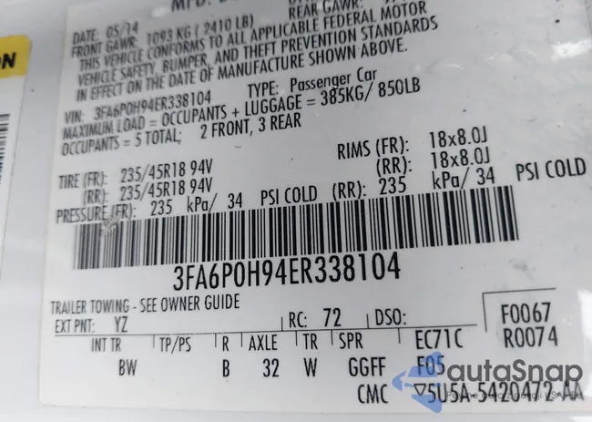 3FA6P0H94ER338104: 40409161