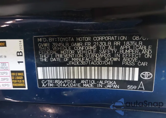 JTKDE3B71A0307041: 40408748