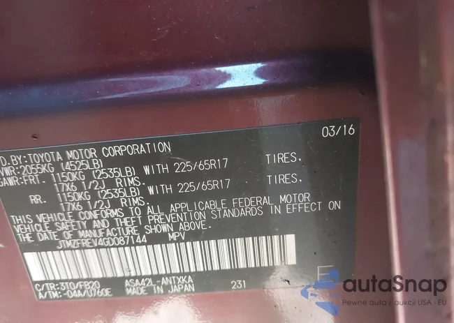 JTMZFREV4GD087144: 40409877