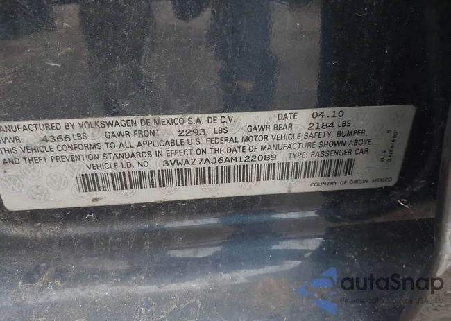 3VWAZ7AJ6AM122089: 40410120