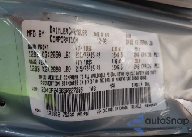 2D4GP24363R227295: 40413101