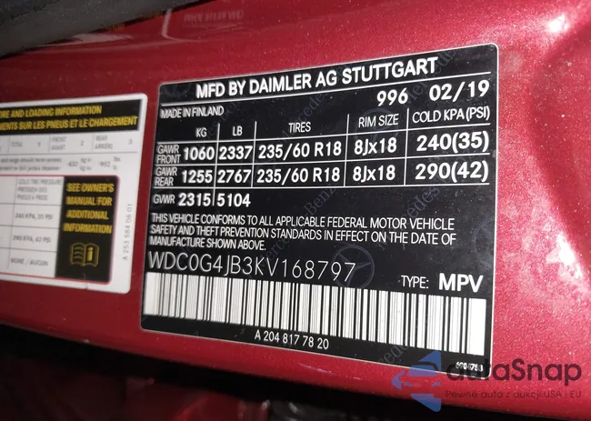 WDC0G4JB3KV168797: 40413253