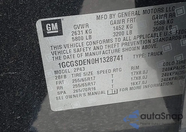 1GCGSDEN0H1328741: 40414114