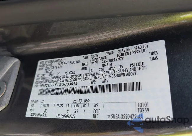 1FMCU9JX1GUC33014: 40415145