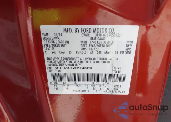 1FTFX1CT2EKE42310: 40414747