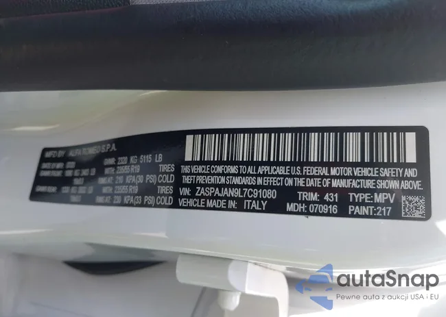 ZASPAJAN9L7C91080: 40416497