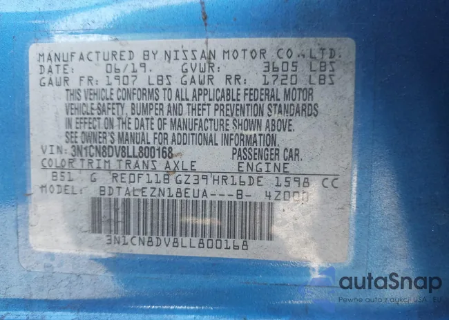 3N1CN8DV8LL800168: 40416700