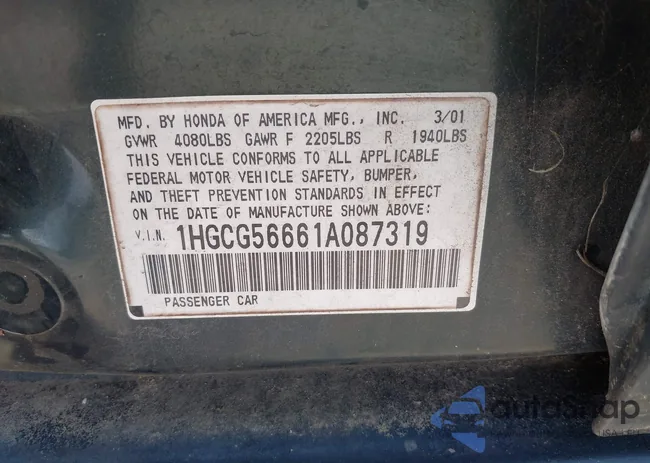 1HGCG56661A087319: 40420467