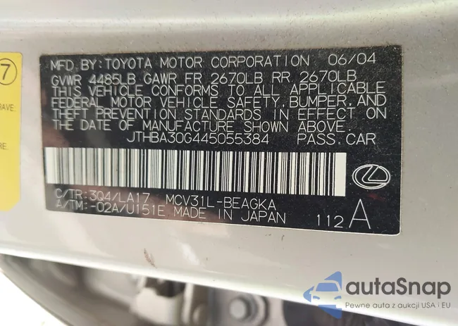 JTHBA30G445055384: 40420613