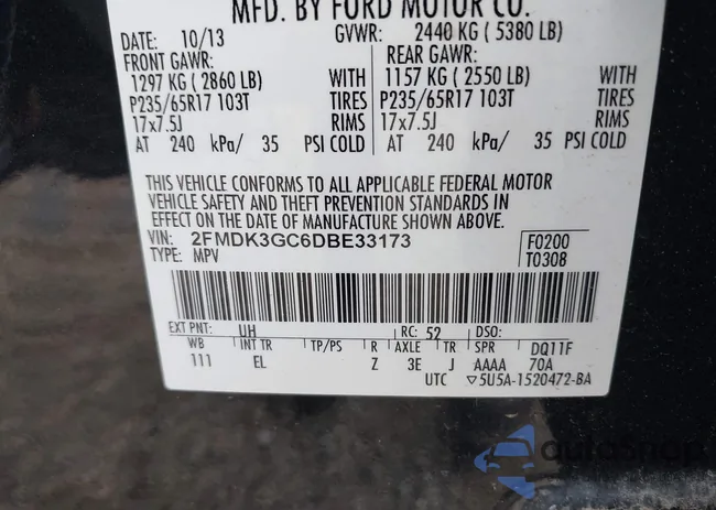 2FMDK3GC6DBE33173: 40421812