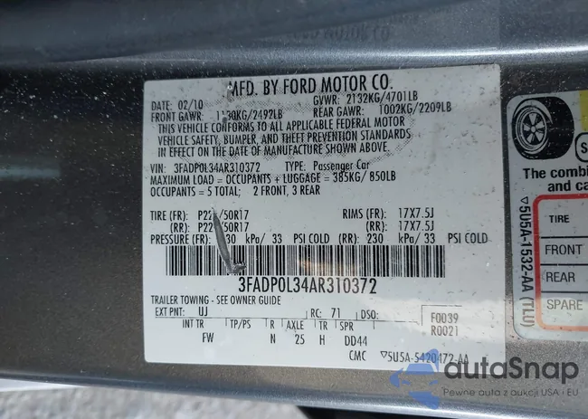 3FADP0L34AR310372: 40421425